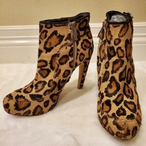 Sam Edelman Kit Nude in Leopard 6M SEXY High Heels Platform Booties